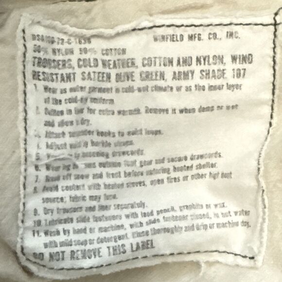 VINTAGE US MILITARY ARMY TROUSERS, COLD WEATHER 8415-782-2954 Size Medium Reg - Picture 4 of 15